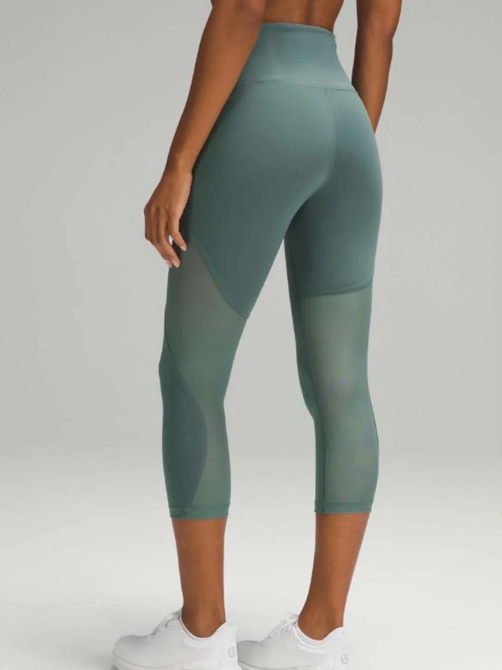 Lululemon Wunder Train Mesh Panel High-Rise Crop 21 Medium Forest W6CPAS Mesh 10 - Picture 4 of 14